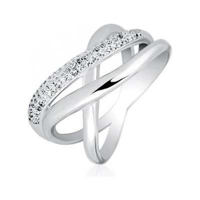 stříbrný prsten s čirými zirkony STRP0606F