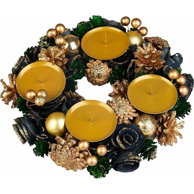 MagicHome Vánoce, adventní, zeleno-modro-zlatý, 25 cm