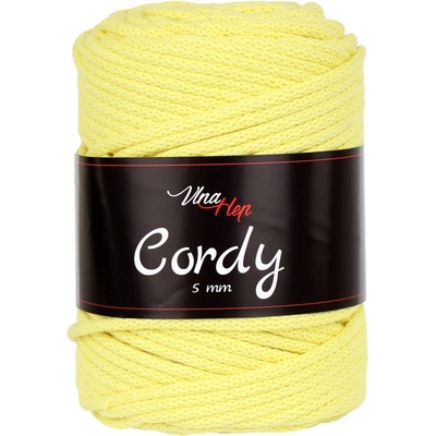 Vlna-hep Cordy 5mm - šňůra - bavlna Cordy 5mm: nová - 8184 Světle žlutá