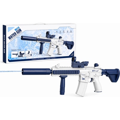 BATTLE Elektrická vodní pistole M416, zabudovaný 370 ml zásobník, modrá CY012