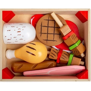 Bigjigs Toys Дървен комплект Bigjigs - Щайга за месо, с аксесоари (BJ474)