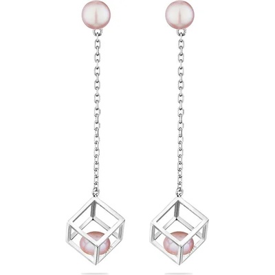 Swan Сребърни обици със сладководни розови перли CAA086ER Swan