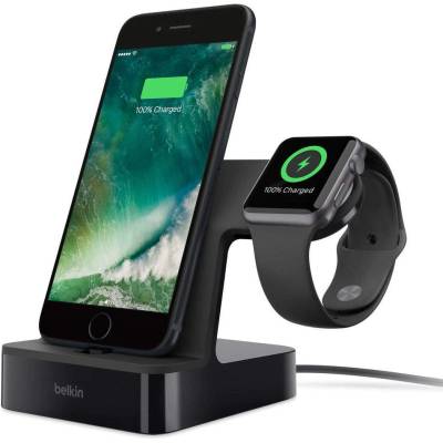 Belkin PowerHouse Charge Dock - сертифицирана докинг станция за зареждане на iPhone и Apple Watch (черен)