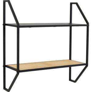 Premier Housewares Черен/в естествен цвят на няколко нива метален стенен рафт 61 cm Depok - Premier Housewares (2406751)