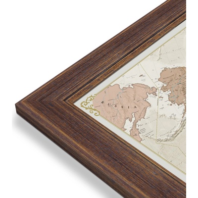 Maps International Svět - nástěnná mapa Antique 136 x 84 cm Varianta: mapa v dřevěném rámu, Provedení: Volta