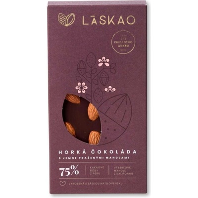 LASKAO 75% Hořká čokoláda s mandlemi 80 g