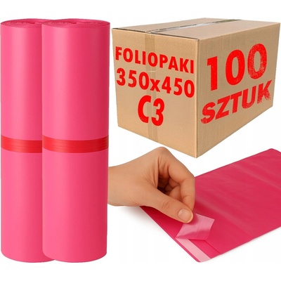 Plastové Obálky C3 450x350 mm Růžové obálky pro balení - 100 ks
