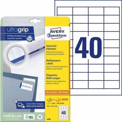 avery zweckform Etikety univerzálne 48,5x25,4mm Avery A4 25+5 hárkov