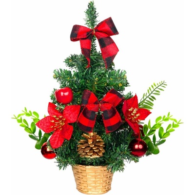 Stromček MagicHome Vianoce, ozdobený, červený, 30 cm