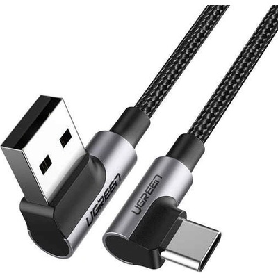 Ugreen US176, USB-USB-C, naklonený 3A, 1m, černý