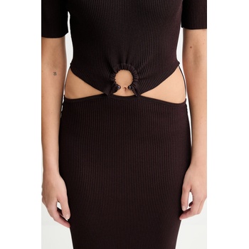 Sessùn Рокля Sessun в кафяво дълга с кройка по тялото 25105019 (25105019)