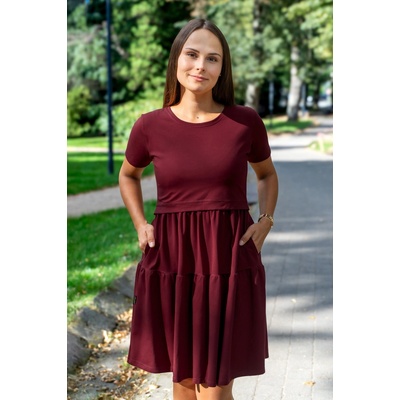 Jsem máma volnočasové kojicí šaty s kapsami Bordó – Zboží Dáma