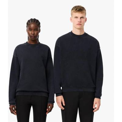 Lacoste Поларена блуза Lacoste Loose Fit Washed Effect Fleece Sweatshirt - Black