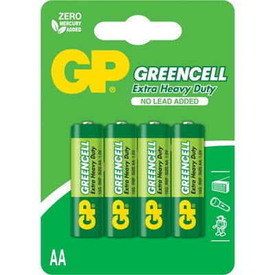 GP Batteries Цинк карбонова батерия GP R6 GREENCELL 15G-U4 /4 бр. в опаковка/ blister 1.5V (GP-BM-15G-U4)