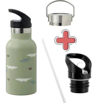 Image 1 of Fresk : 2 в 1 Бутилка и термос от неръждаема стомана с вградена сламка 350мл - Crocodile (FR-FD300-21+FR-STRAW)