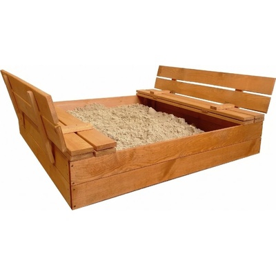 Derrson Pískoviště dřevěné s krytem a lavičkami 120x120cm – Zboží Mobilmania