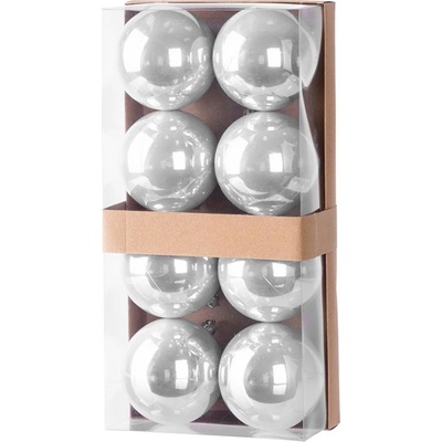 MagicHome Vánoční koule 8 ks stříbrné na vánoční stromek 7 cm