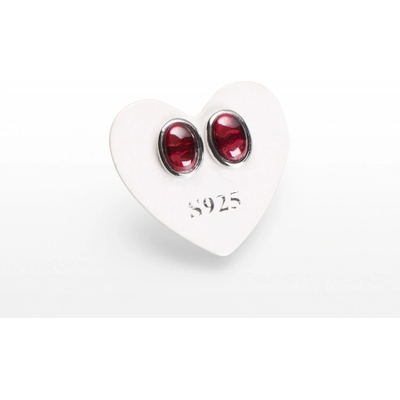 SVĚT KAMENŮ s.r.o. Stříbrné náušnice granát v objímce ovál 00250610