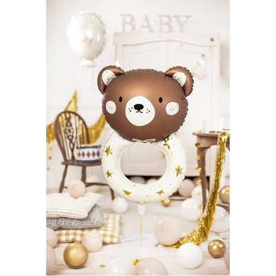 Party Deco FB191 Fóliový balón Hrkálka s medvedíkom 61x88cm