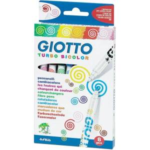 GIOTTO Флумастри 8 цвята Turbo Bicolor