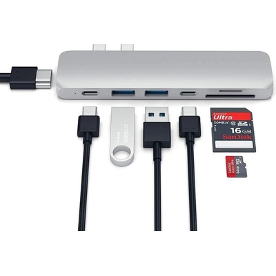 Satechi USB-C Pro USB Hub - мултифункционален хъб за свързване на допълнителна периферия за MacBook Pro (сребрист)