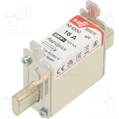 DF ELECTRIC 365020 Pojistka: tavná; 16A; 690VAC; 440VDC; aR; keramická; NH000