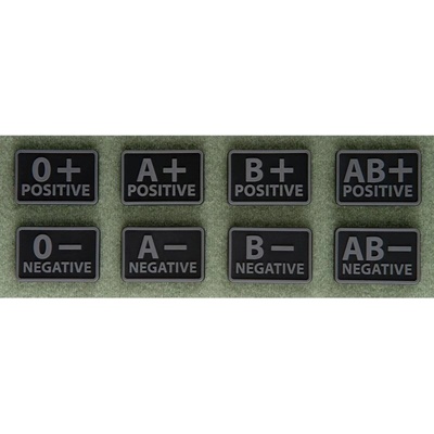 Helikon-Tex BLOOD PATCH set 2ks, označenie krvnej skupiny - ČIERNA, A/Rh+