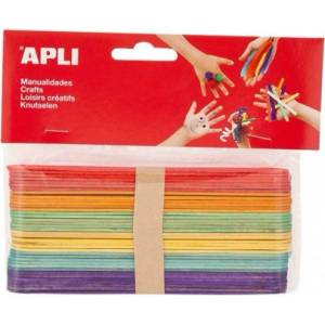 APLI - Дървени цветни плоски пръчици за декорация - 40 броя (A13269)