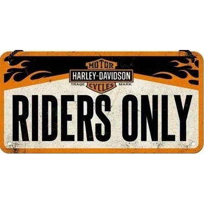 Plechová ceduľa Harley-Davidson - Riders Only, 20 x 10 cm