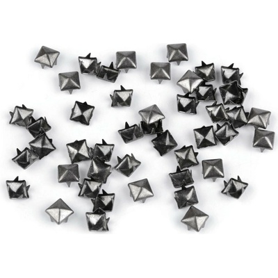 Cvočky na oblečení 7x7mm pyramida - nikl černý (50 ks)