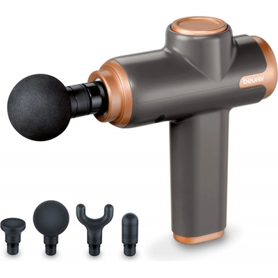 Beurer Масажен пистолет Beurer MG 99, 4 приставки, 5 скорости, Индикатор за нивото на батерията, 5 часова автономия, Черен/златист (Beurer MG 99)