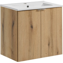 Comad Koupelnová skříňka s keramickým umyvadlem Nova Oak II 60 cm - dub coast evoke