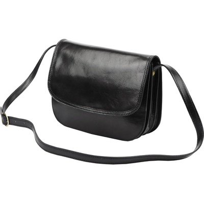 Lovecká středně velká kožená crossbody kabelka Florence no. 13 černá