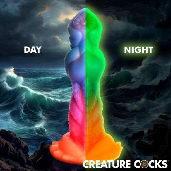 Image 1 of Creature Cocks Aqua-Cock Glow-in-the-Dark Silicone Dildo