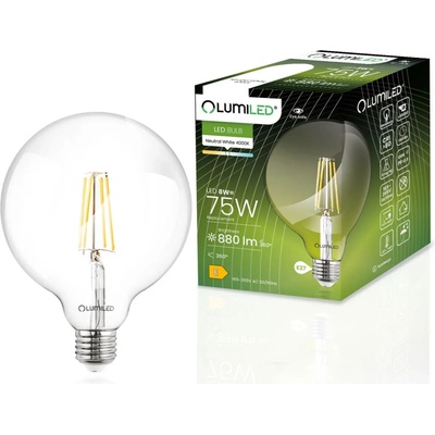 Lumiled LED žárovka E27 G95 8W = 75W 4000K Neutrální bílá Globe Filament