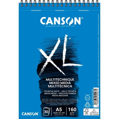 Canson XL Mixed Media Skicák v kroužkové vazbě A5 160g 30 listů