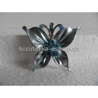 Bizuterka-eshop.cz brož motýl s kamínky modrá BZ-04213