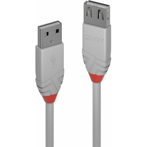 Lindy Удължителен кабел Lindy, от USB-A(м) към USB-A(ж), сив (36715)