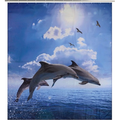 LIVARNO Sprchový závěs, 180 x 200 cm (delfíni)