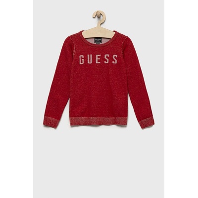 GUESS Детски памучен пуловер Guess в червено от лека материя (N2BR00.Z2NN0)