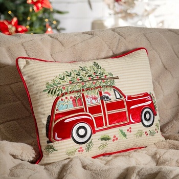 Eurofirany Vianočná autíčko bežová Polyester 30 x 50 cm