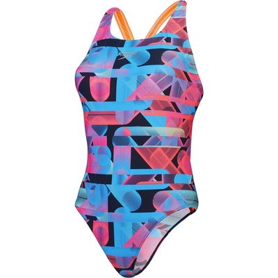 Speedo Бански костюм Speedo Women's Allover Digital Powerback One Piece Swimsuit - Siren Red/Blue