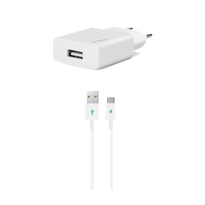 Ttec Зарядно 220V SmartCharger USB Travel Charger, 2.1A, incl. Type C Cable - Бяло, 116904
