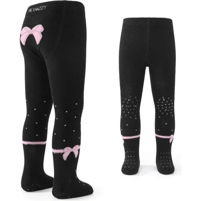 BeSnazzy dětské protiskluzové punčocháče pro zdravé lezení a první krůčky dívčí černé s mašlí – Hledejceny.cz