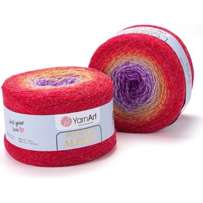 Yarn Art Flowers alpaca 419 fialová, oranžová, červená