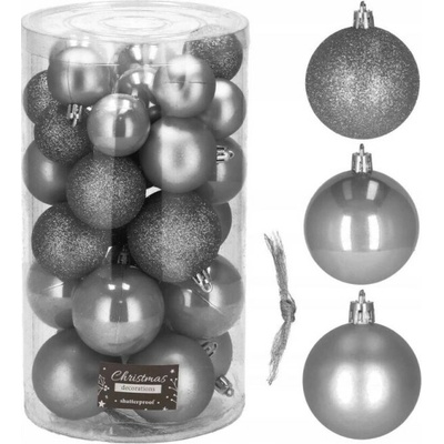 SPRINGOS Vianočné banky sivé mix 4 5 6cm sada 30ks