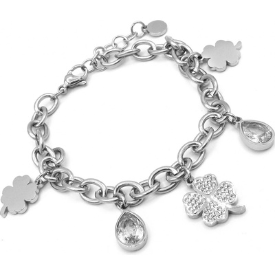 Steel Jewelry Náramek ČTYŘLÍSTEK A KAPKA z chirurgické oceli NR230943