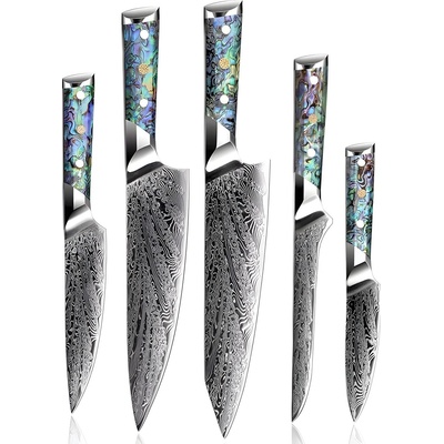 HARAHU Комплект дамаски ножове jo-19963 - Синьо / Зелено kp19963 (jo-19963)