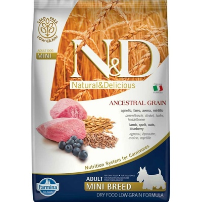 N&D dog Low Grain Adult Mini Lamb, Spelt, Oats & Blueberry 2,5 kg