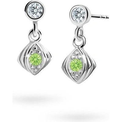 Danfil dětské náušnice C1897 z bílého zlata s kamínkem Peridot Green zapínání puzeta